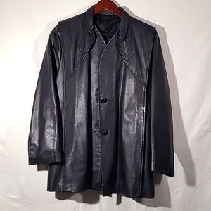 WOMEN LEATHER JACKET VINTAGE XL BLACK